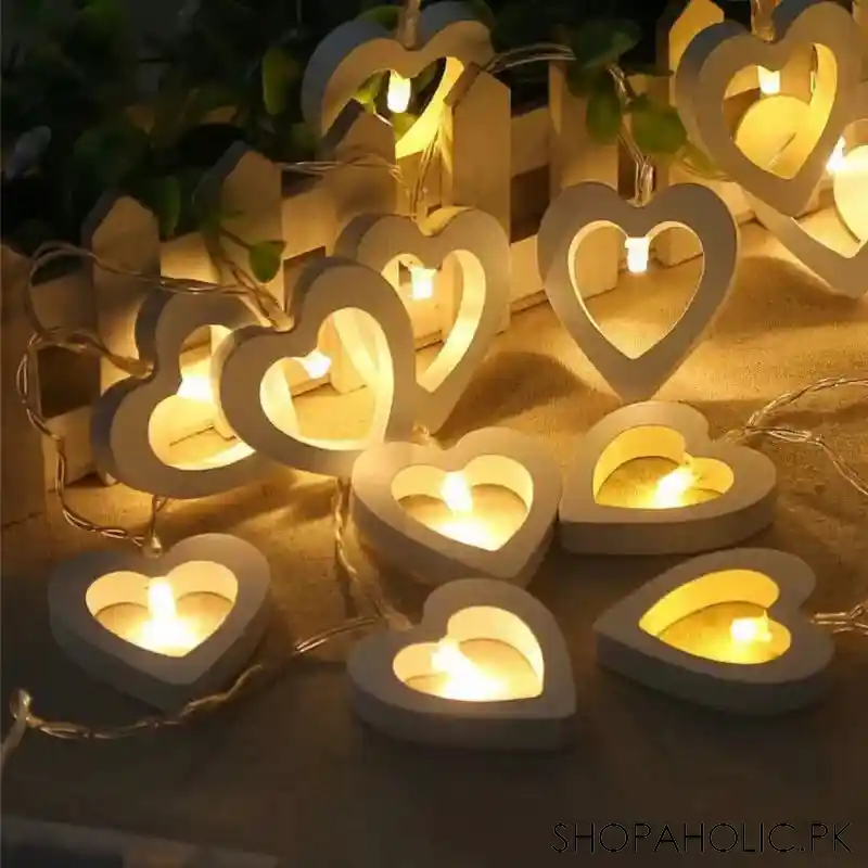 wooden heart fairy lights image3