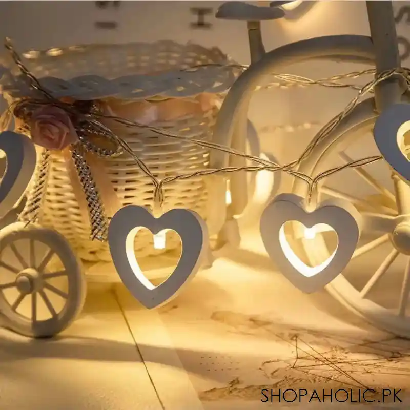 wooden heart fairy lights main image