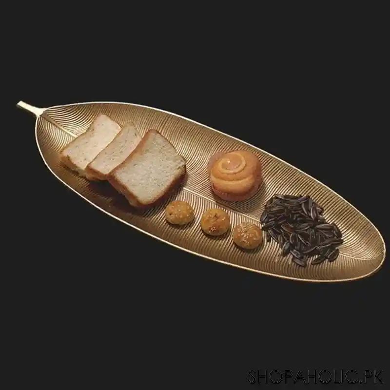 wooden leaf shape golden tray (large) image5