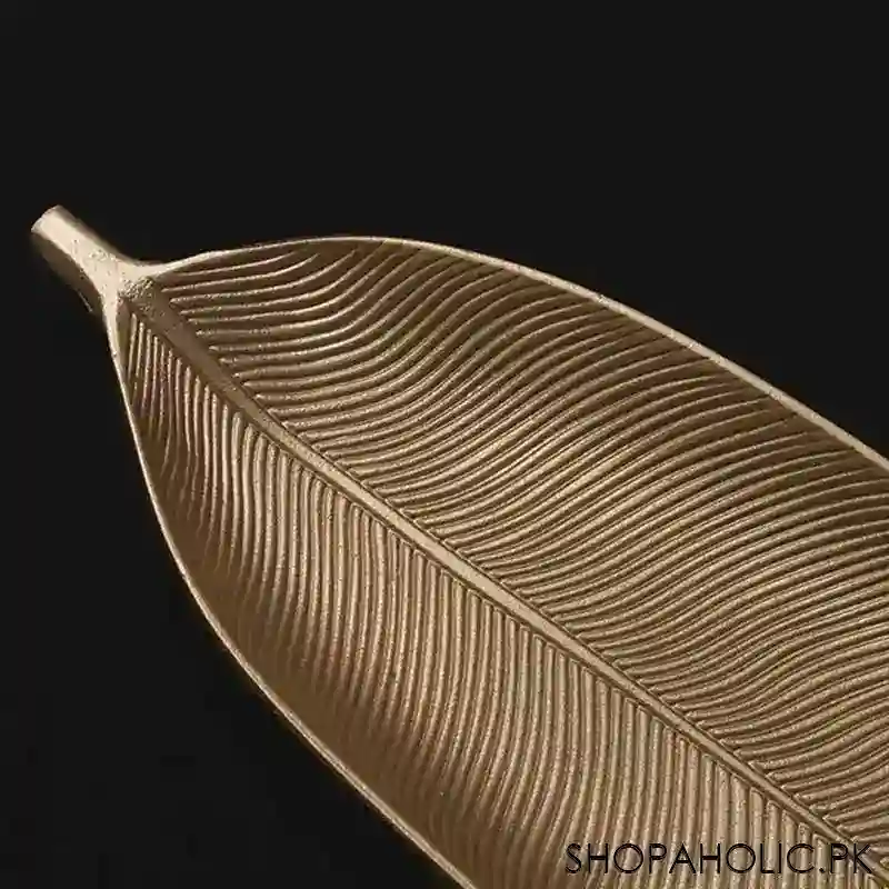 wooden leaf shape golden tray (large) image6