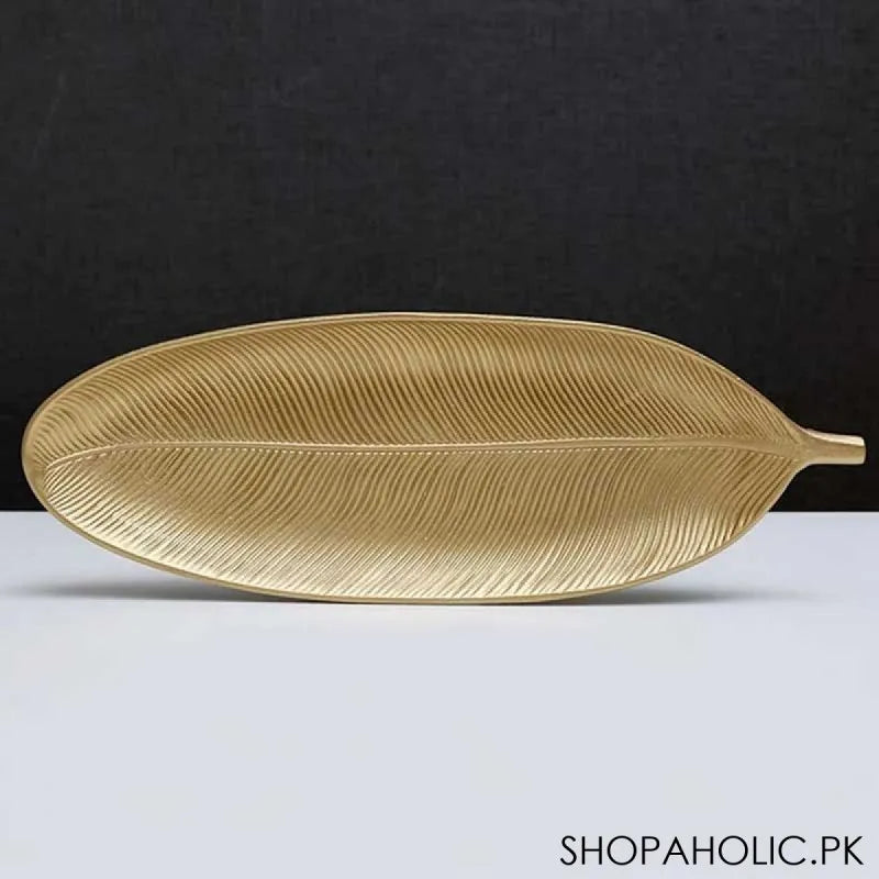 wooden leaf shape golden tray (large) main image