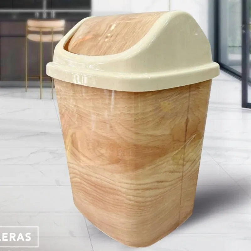 wooden pattern trash bin image3