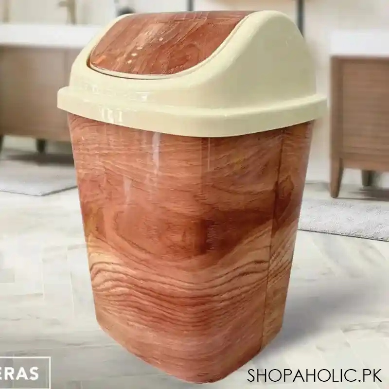 wooden pattern trash bin main image