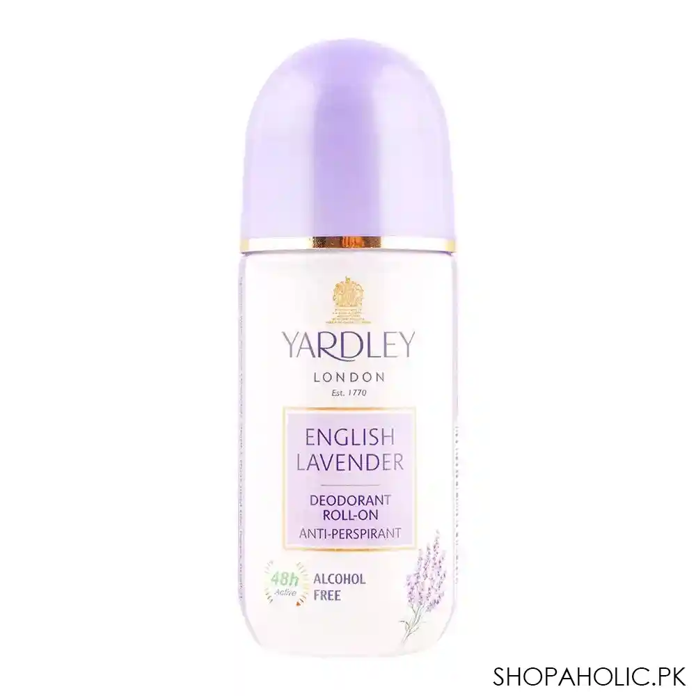 yardley english lavender deodorant roll on, alcohol free, 50ml main image