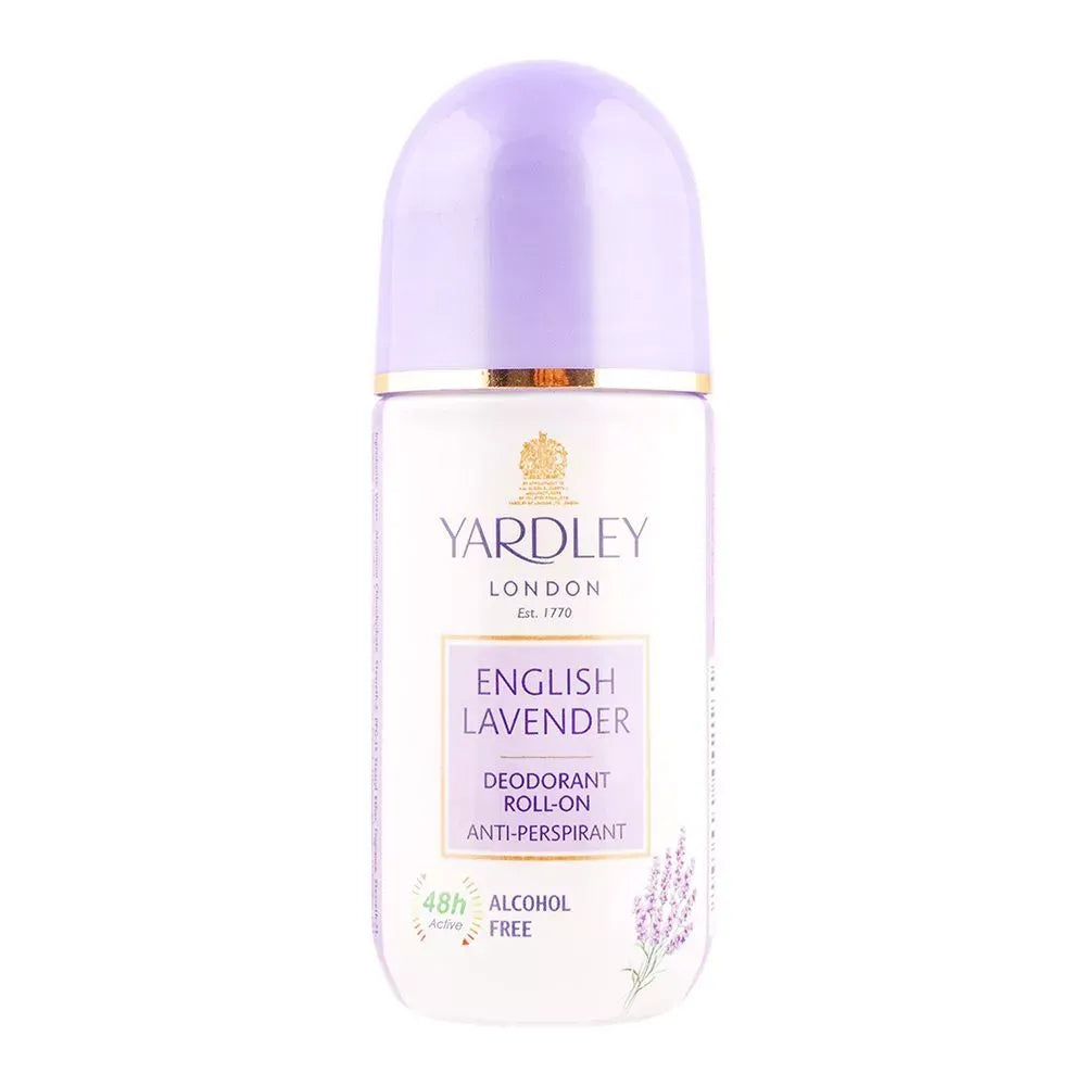 yardley english lavender deodorant roll on, alcohol free, 50ml main image