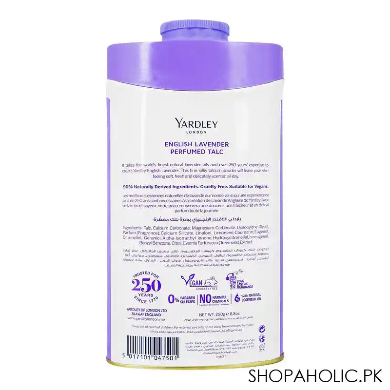 Yardley English Lavender Perfumed Talcum Powder, 250g - Image 2