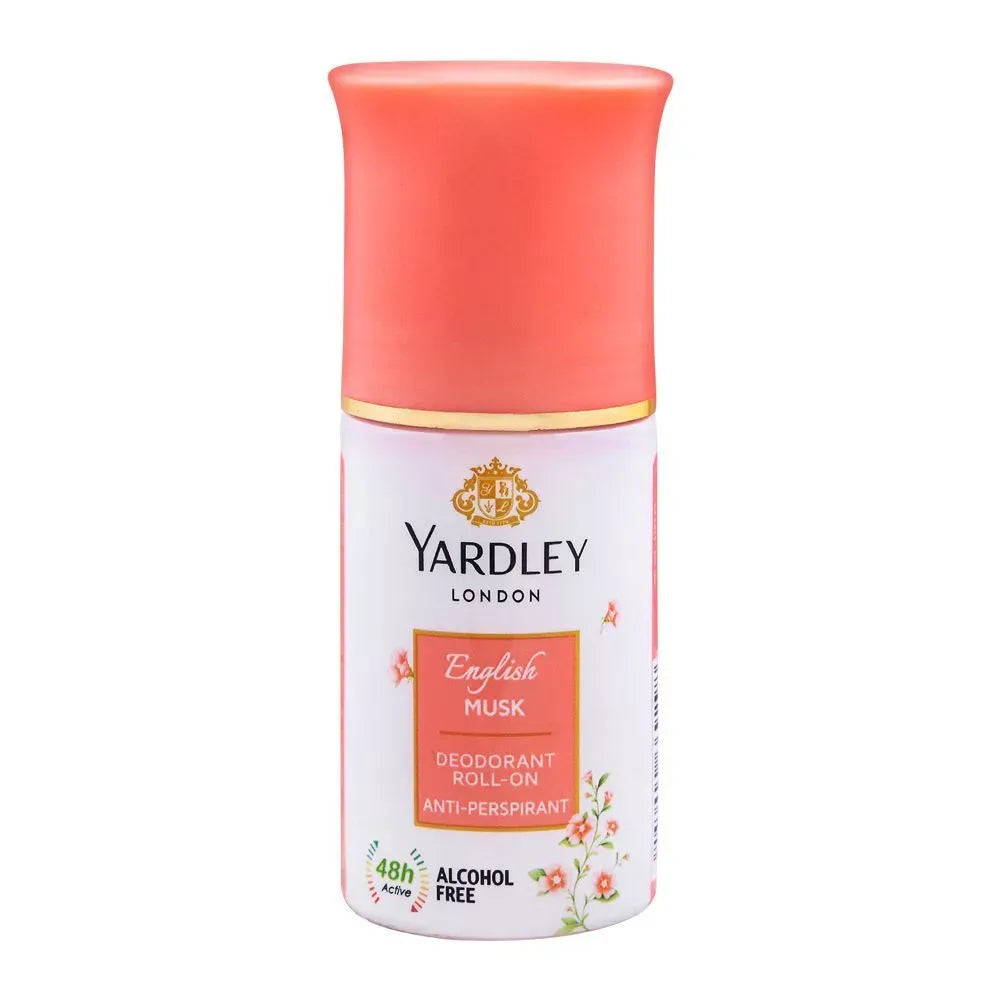 yardley english musk roll on deodorant, for women, 50ml main image