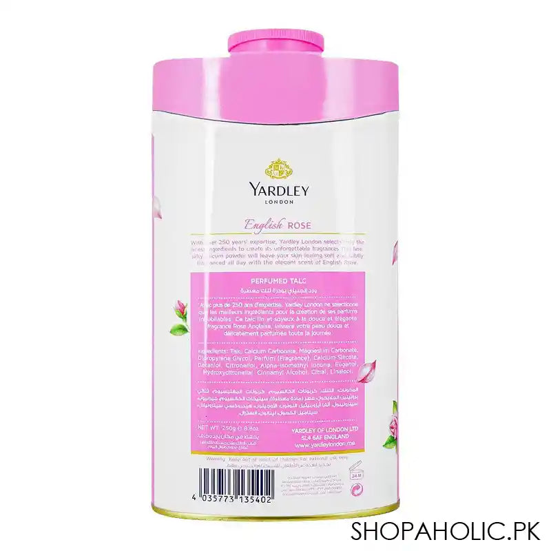 Yardley English Rose Perfumed Talcum Powder, 250g - Image 2