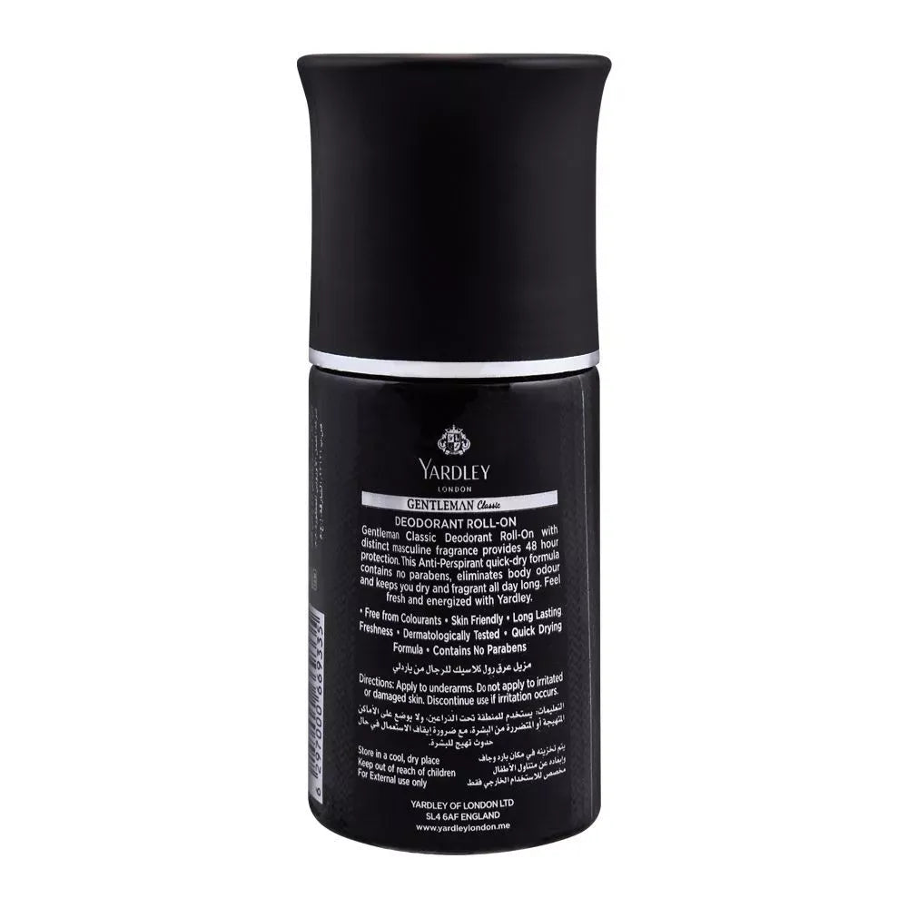 yardley gentleman classic roll on deodorant, 50ml image2