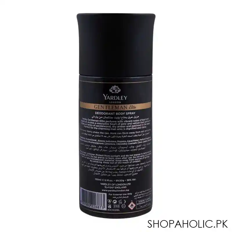 yardley gentleman elite deodorant body spray, 150ml image2