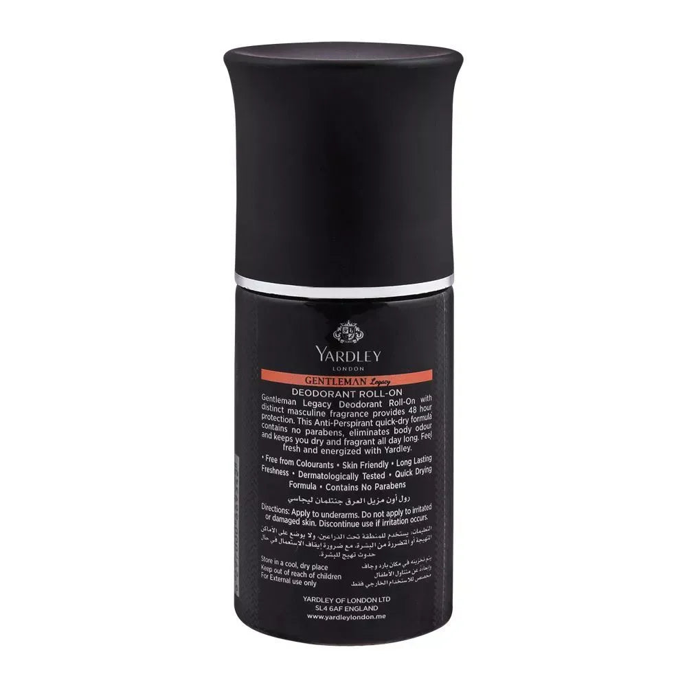 yardley gentleman legacy roll on deodorant, 50ml image2