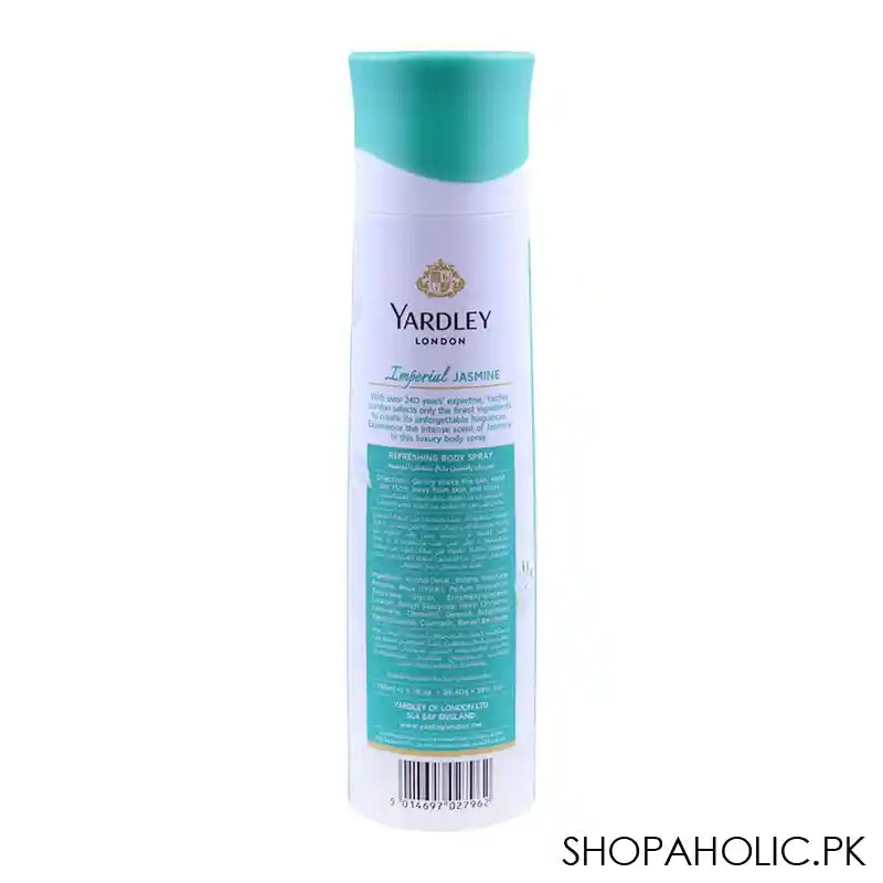 Yardley Imperial Jasmine Deodorant Body Spray, For Women, 150ml - Image 2