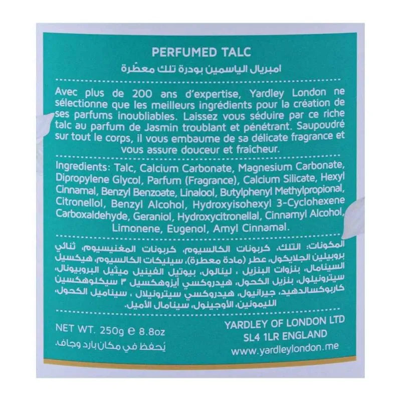 yardley imperial jasmine perfumed talcum powder, 250g image3