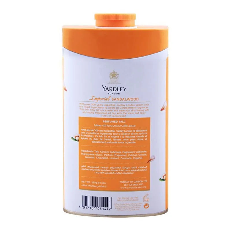 yardley imperial sandalwood perfumed talcum powder, 250g image2