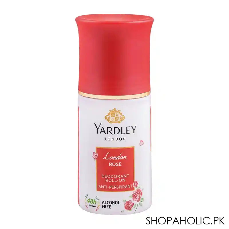 Yardley London Rose Roll-On Deodorant, For Women, Alcohol Free, 50ml - Main Image