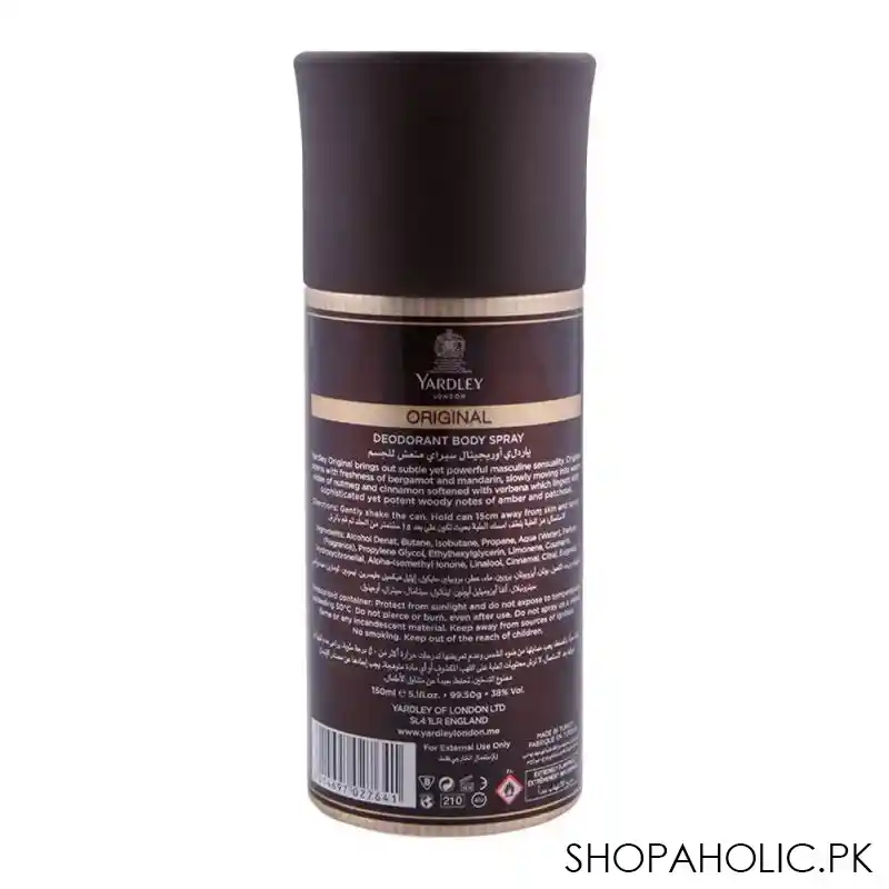 yardley original deodorant body spray for men, 150ml image2