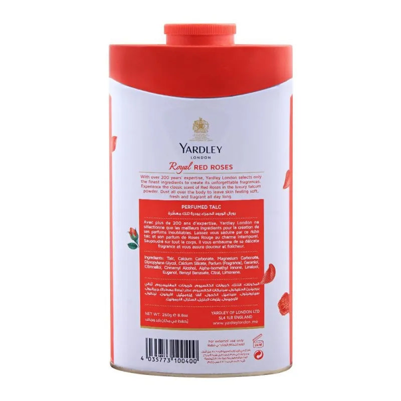 yardley royal red roses perfumed talcum powder, 250g image2