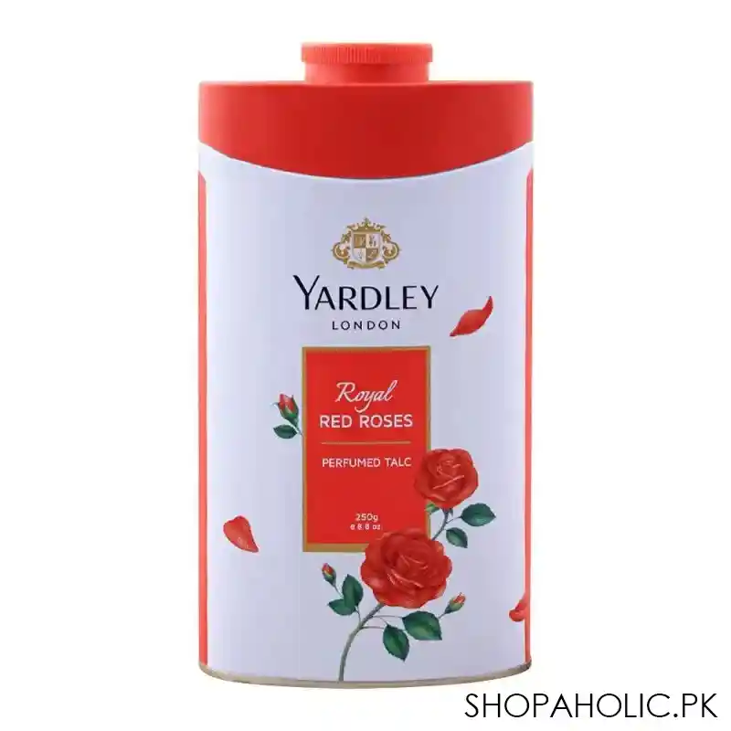 yardley royal red roses perfumed talcum powder, 250g main image