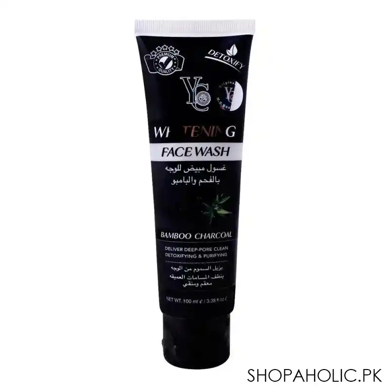 yc whitening bamboo charcoal face wash, 100ml main image