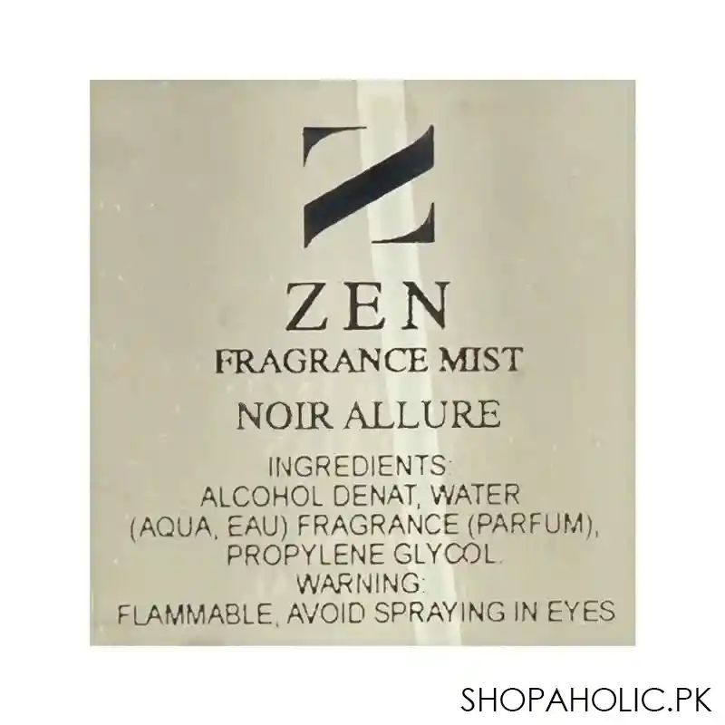 zen fragrance mist for men noir allure, 250ml image3