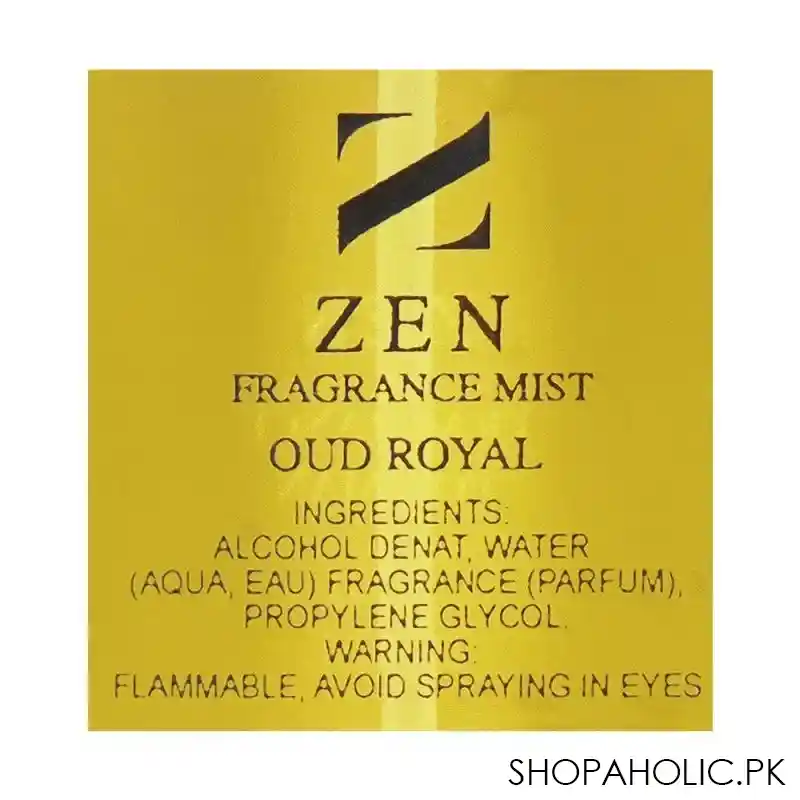 zen fragrance mist for men oud royal, 250ml image3