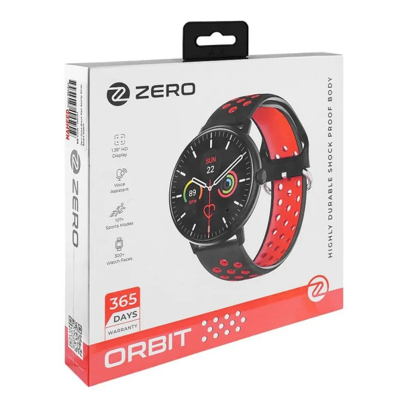 zero men's orbit black red sporty strap smart watch main image