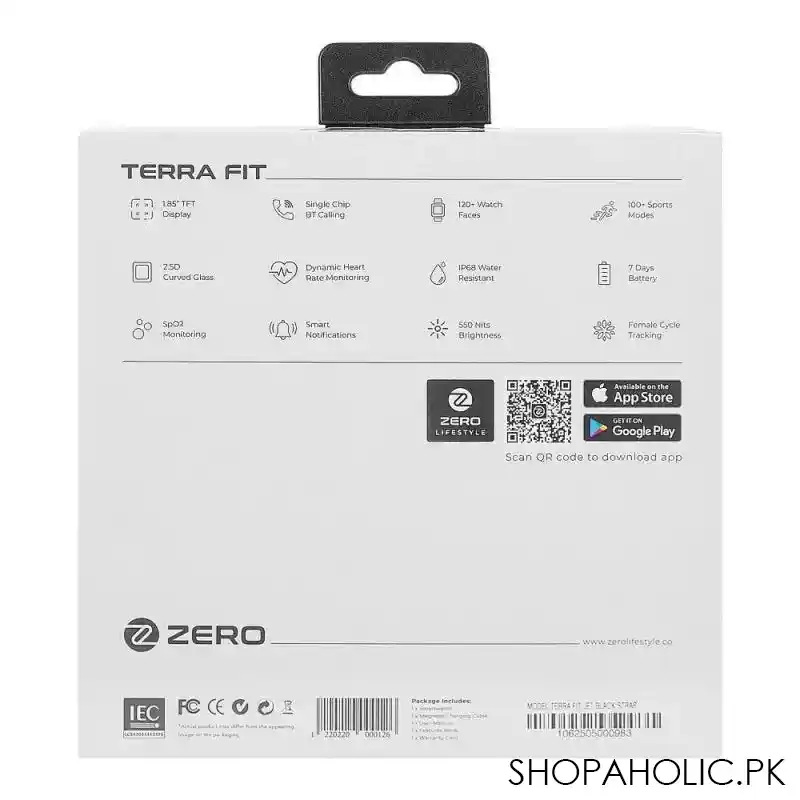 zero men's terra fit ultra wide curved display jet black strap smart watch image2