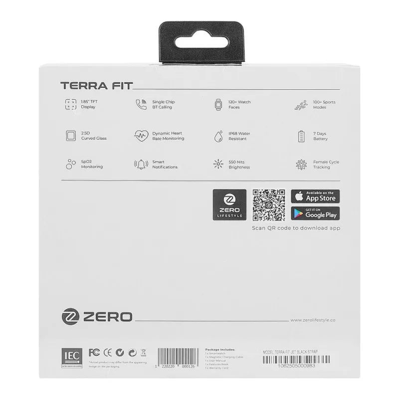 zero men's terra fit ultra wide curved display jet black strap smart watch image2