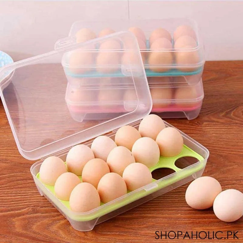 15 Eggs Holder Tray Storage Refrigerator Fridge Eggs Box Case Container  Clear US