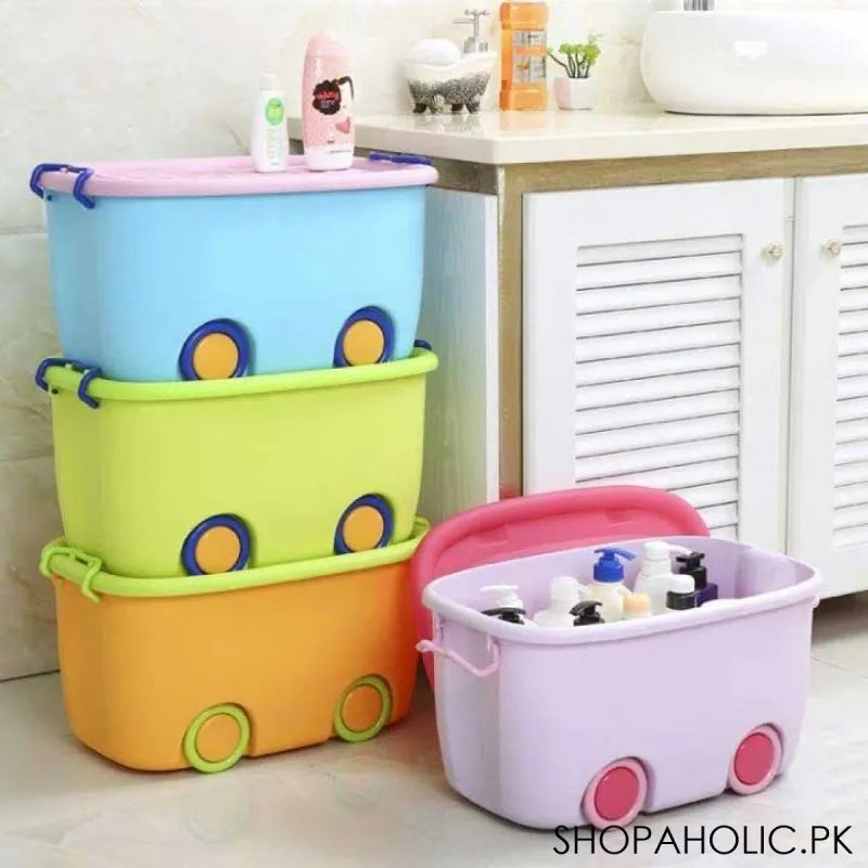 Multipurpose Storage Box PLASTIC FORTE Transparent Storage Box with Wheels  Plastic Organizer Box With Wheel and