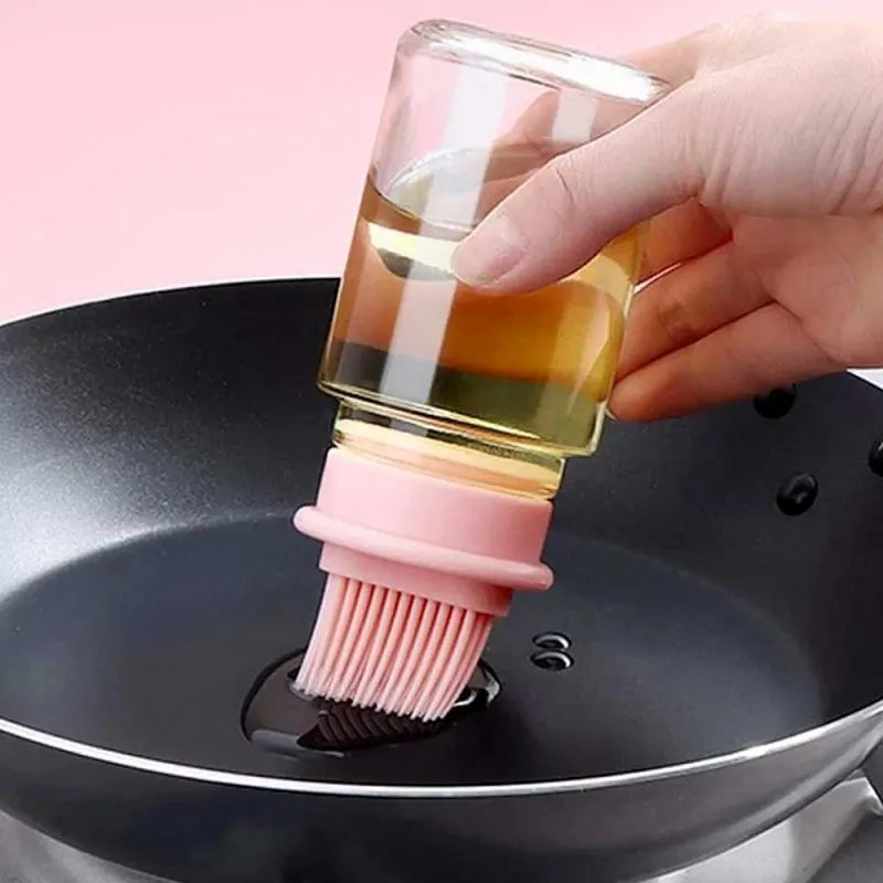 Silicone Oil Bottle Brush Integrated With Lid And Bottle Barbecue