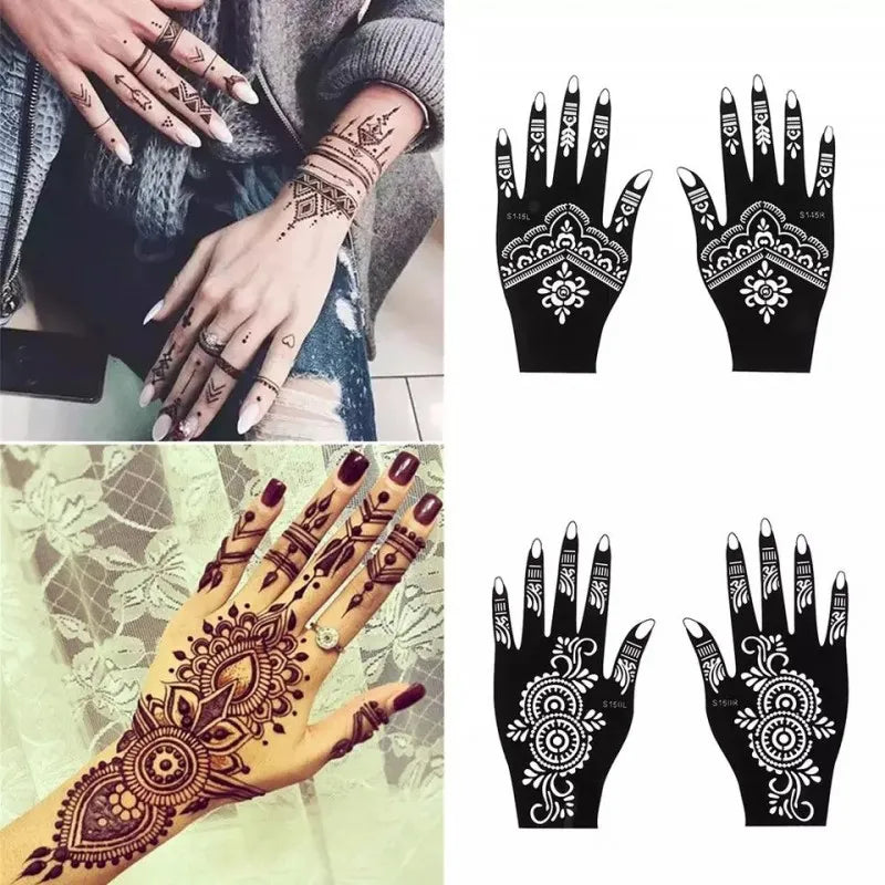 Reusable Mehandi Stickers - Top Peacock Design Stencils - Henna Tatoo