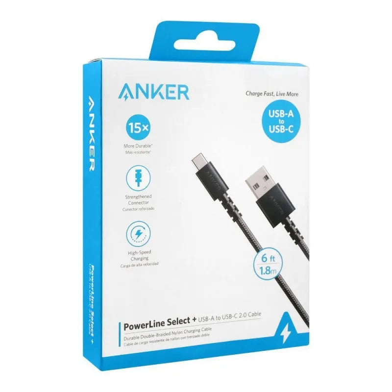 Anker PowerLine+ 6-FT USB-C to USB-C 2.0 Nylon Charging Cable Travel Pouch